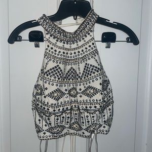 White two piece bejeweled prom dress